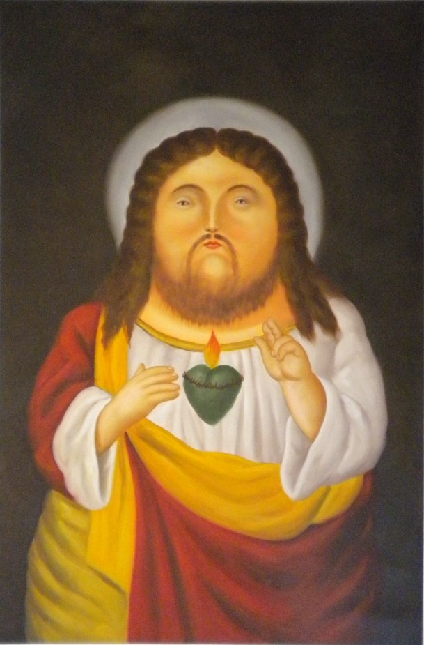 Vendita falso d'autore Sagrado Coraz�n 70x50 cm di Fernando Botero